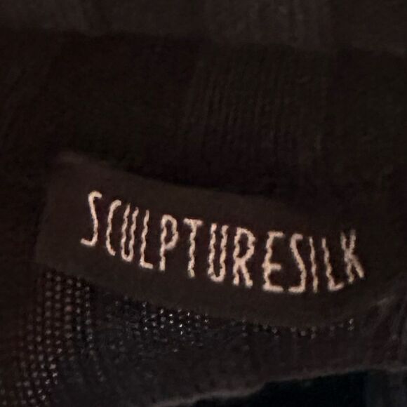 SculptureSilk Black Ridged Texture Full Front Zip Casual Jacket Sweater Shirt - Picture 5 of 5